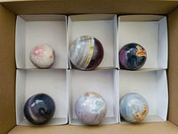 Polished Red Shashe River Banded Agate Spheres x 6 From Shashe River, Zimbabwe