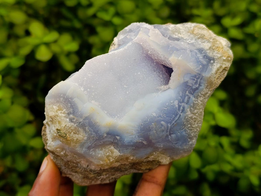 Natural Blue Lace Agate Geode Specimens x 2 From Nsanje, Malawi - Toprock Gemstones and Minerals 