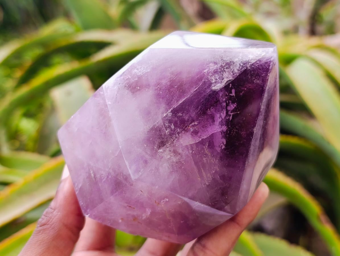 Polished Smokey Amethyst Window Crystals x 3 From Akansobe, Madagascar