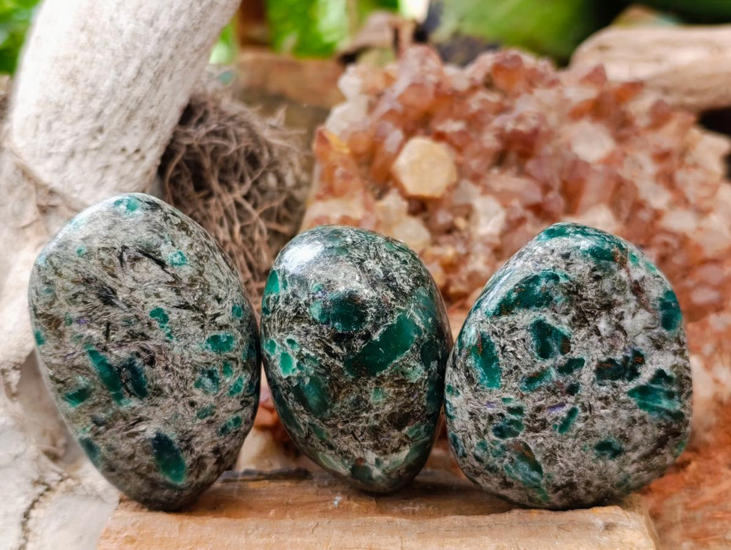 Polished Emerald Mica 'Mutokolite' Free Forms x 12 From Mutoko, Zimbabwe