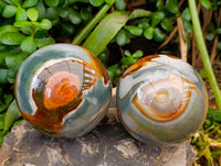 Polished Polychrome Jasper Spheres x 2 From NW Coast, Madagascar