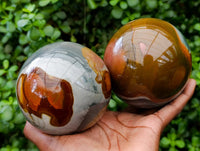 Polished Polychrome Jasper Spheres x 2 From NW Coast, Madagascar