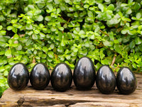 Polished Black Basalt Eggs x 6 From Madagascar
