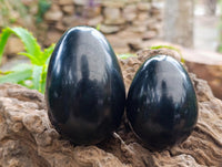 Polished Black Basalt Eggs x 6 From Madagascar