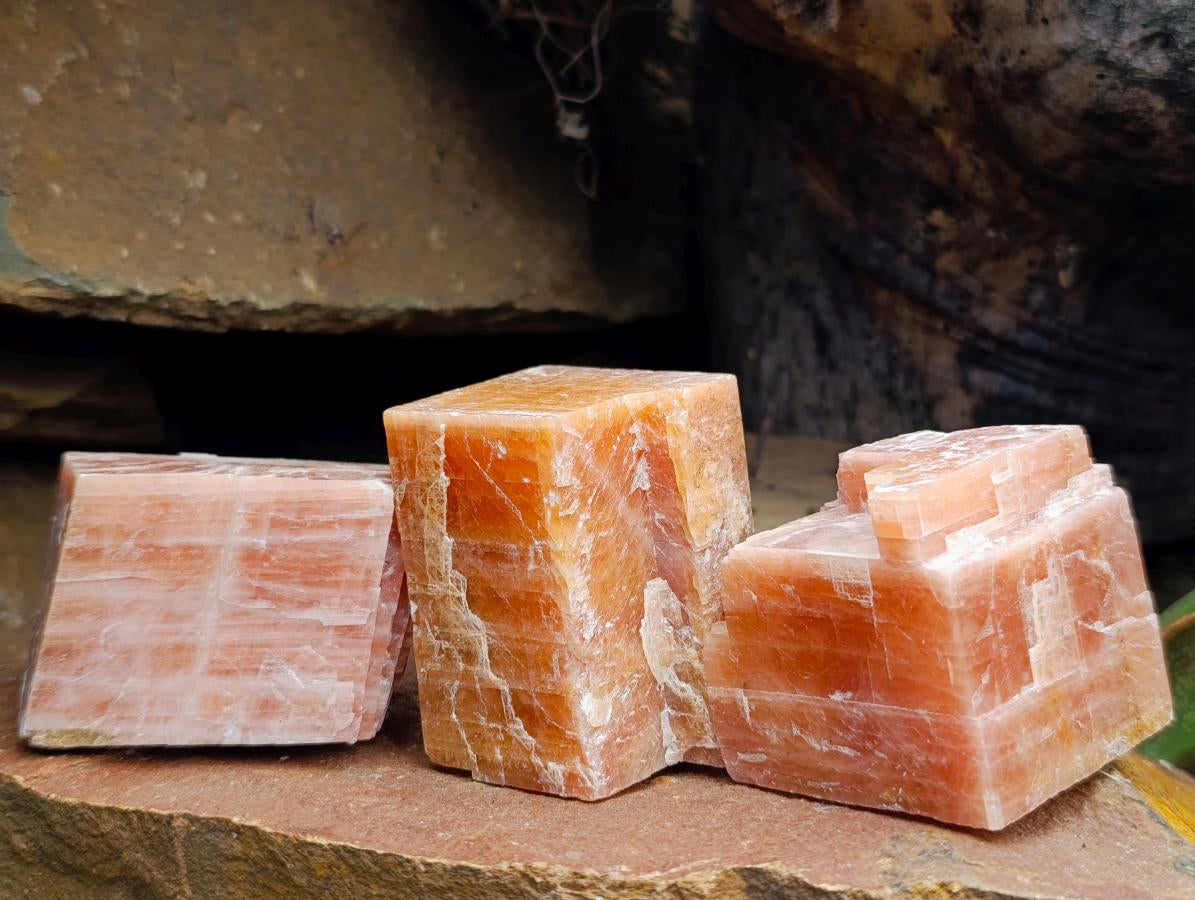 Natural Sunset Orange Calcite Specimens x 12 From Spitzkop, Namibia