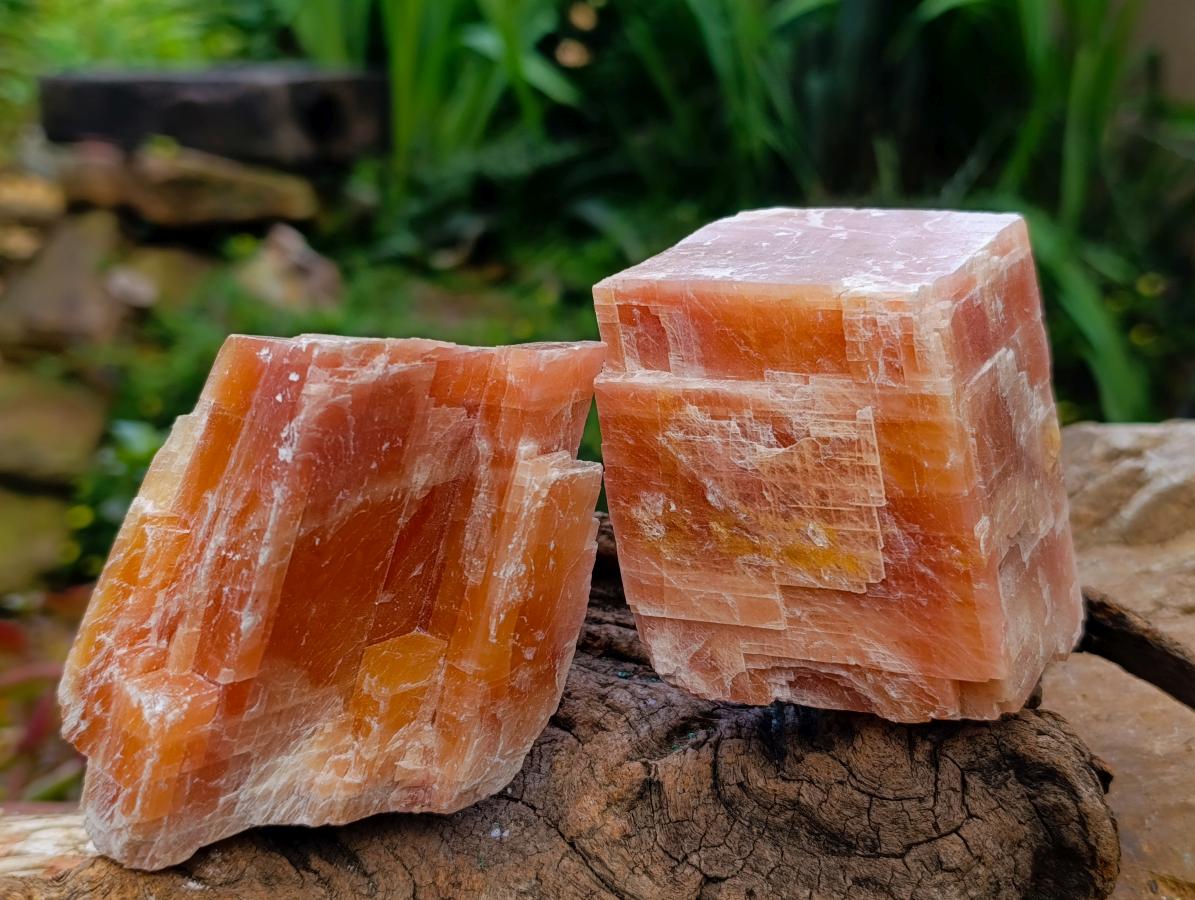 Natural Sunset Orange Calcite Specimens x 12 From Spitzkop, Namibia
