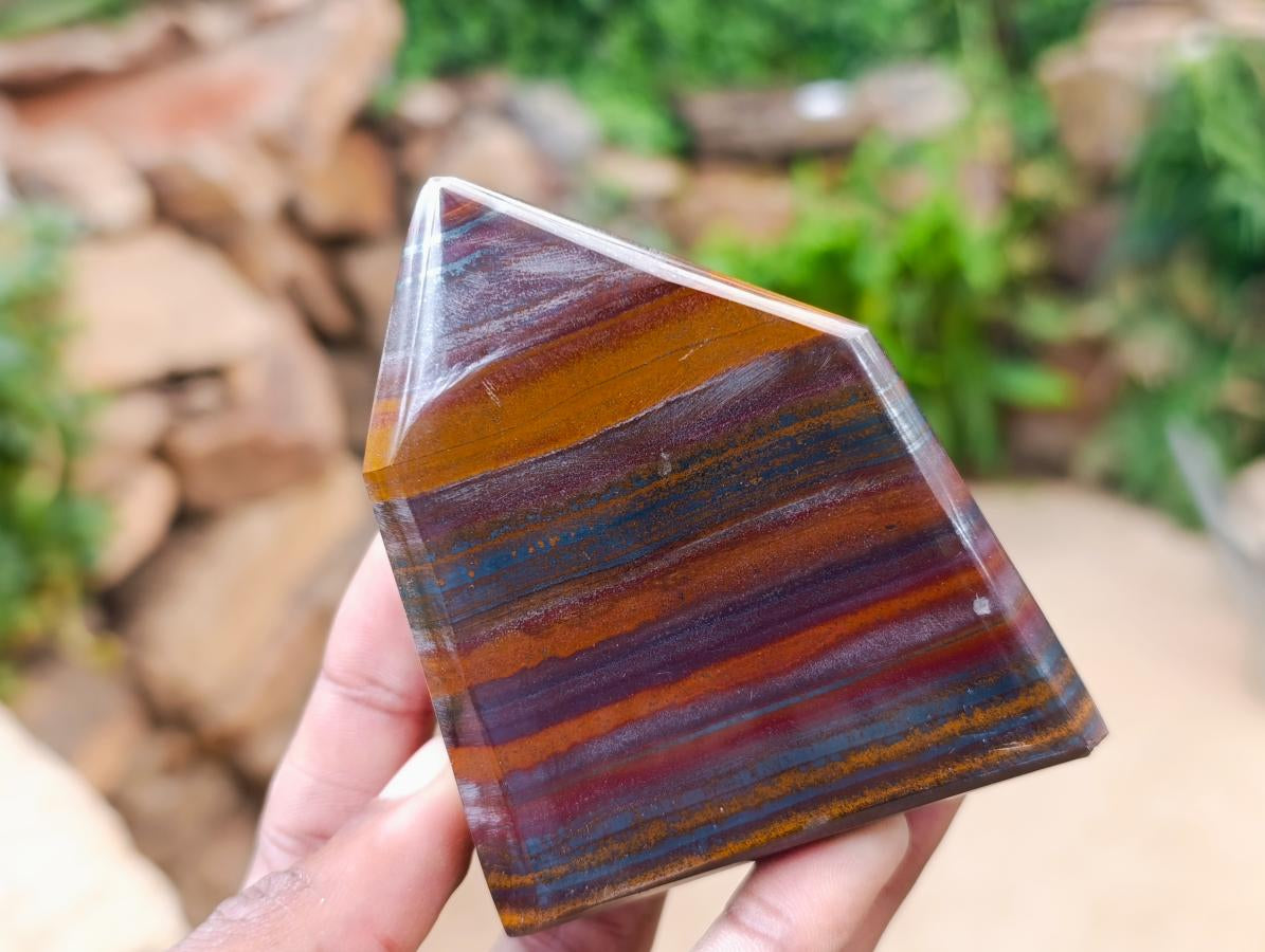 Polished Banded Tiger Iron Crystal Shape x 6 From South Africa