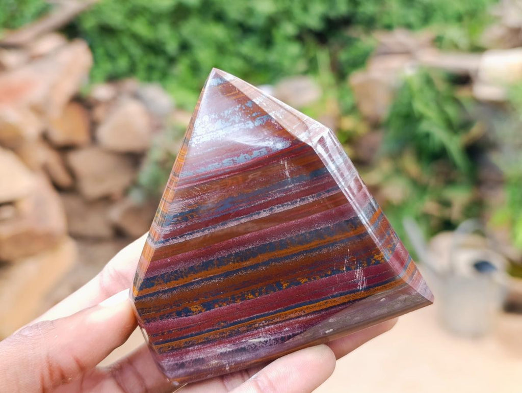 Polished Banded Tiger Iron Crystal Shape x 6 From South Africa