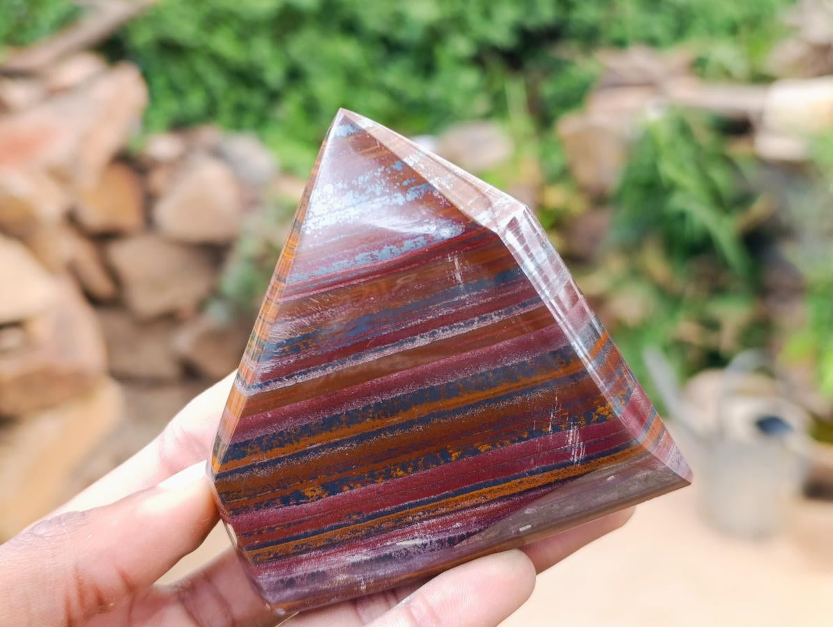 Polished Banded Tiger Iron Crystal Shape x 6 From South Africa
