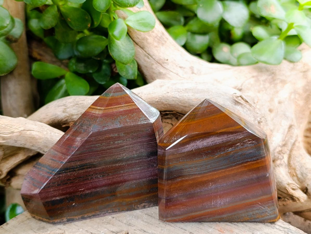 Polished Banded Tiger Iron Crystal Shape x 6 From South Africa