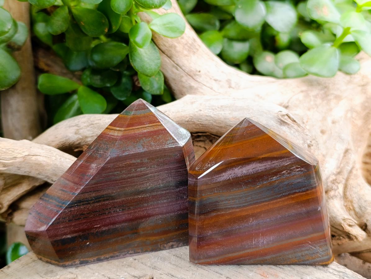 Polished Banded Tiger Iron Crystal Shape x 6 From South Africa