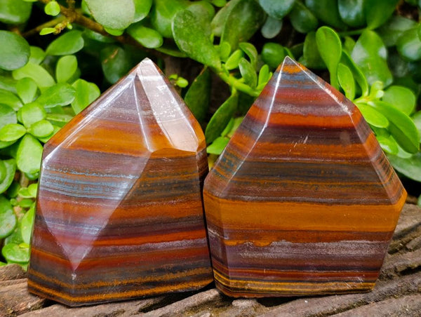 Polished Banded Tiger Iron Crystal Shape x 6 From South Africa