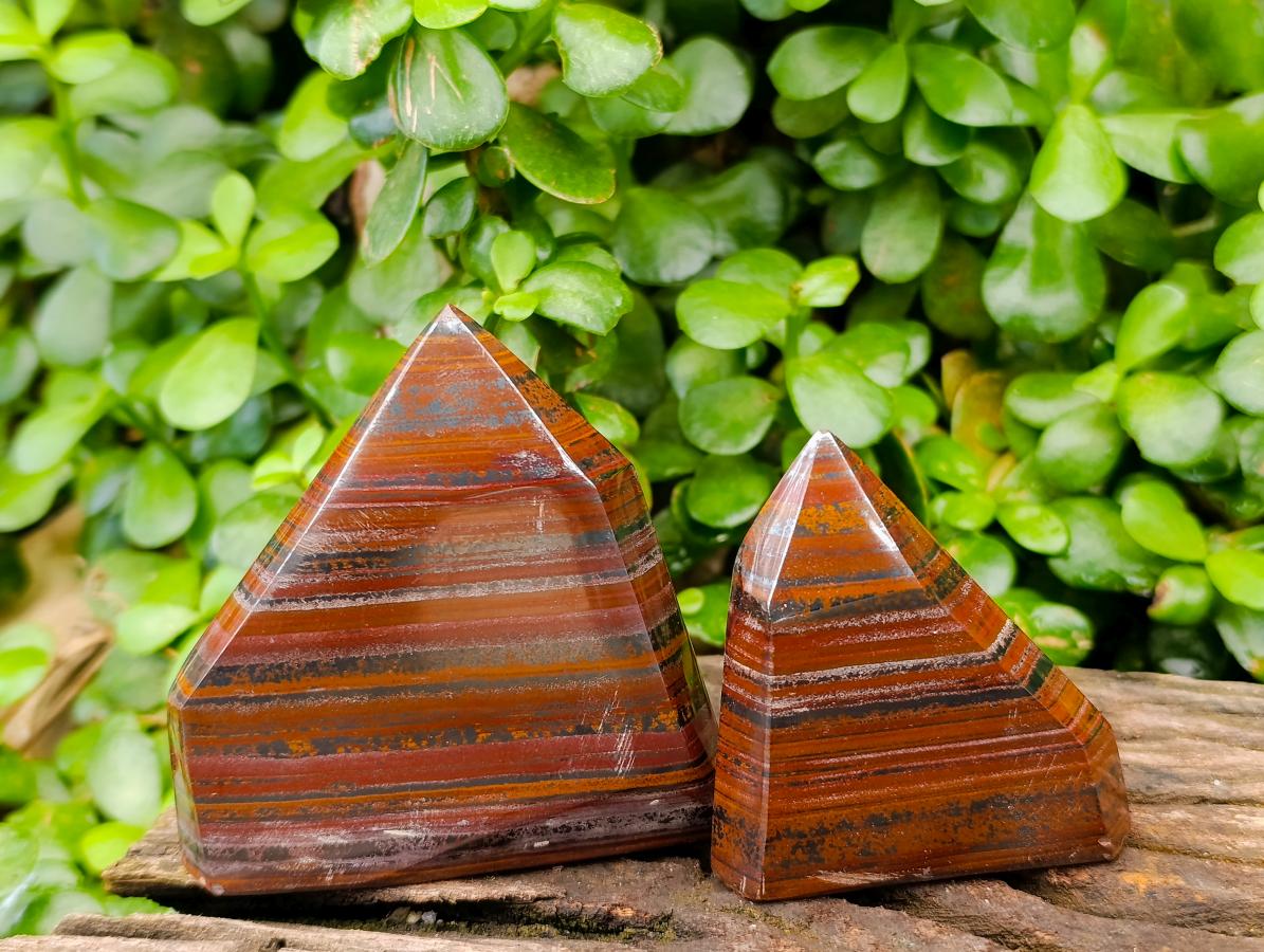 Polished Banded Tiger Iron Crystal Shape x 6 From South Africa