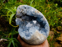 Polished Blue Celestite Egg x 1 From Sakoany, Madagascar