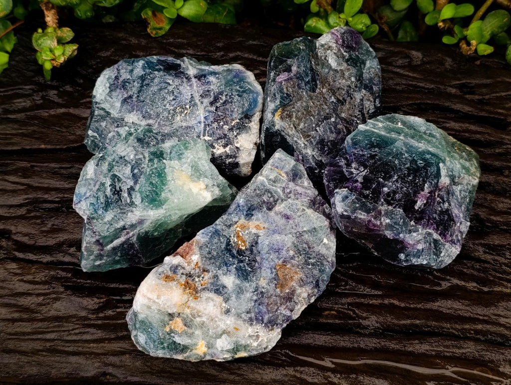 Natural Watermelon Fluorite Cobbed Specimens x 5 From Uis, Namibia
