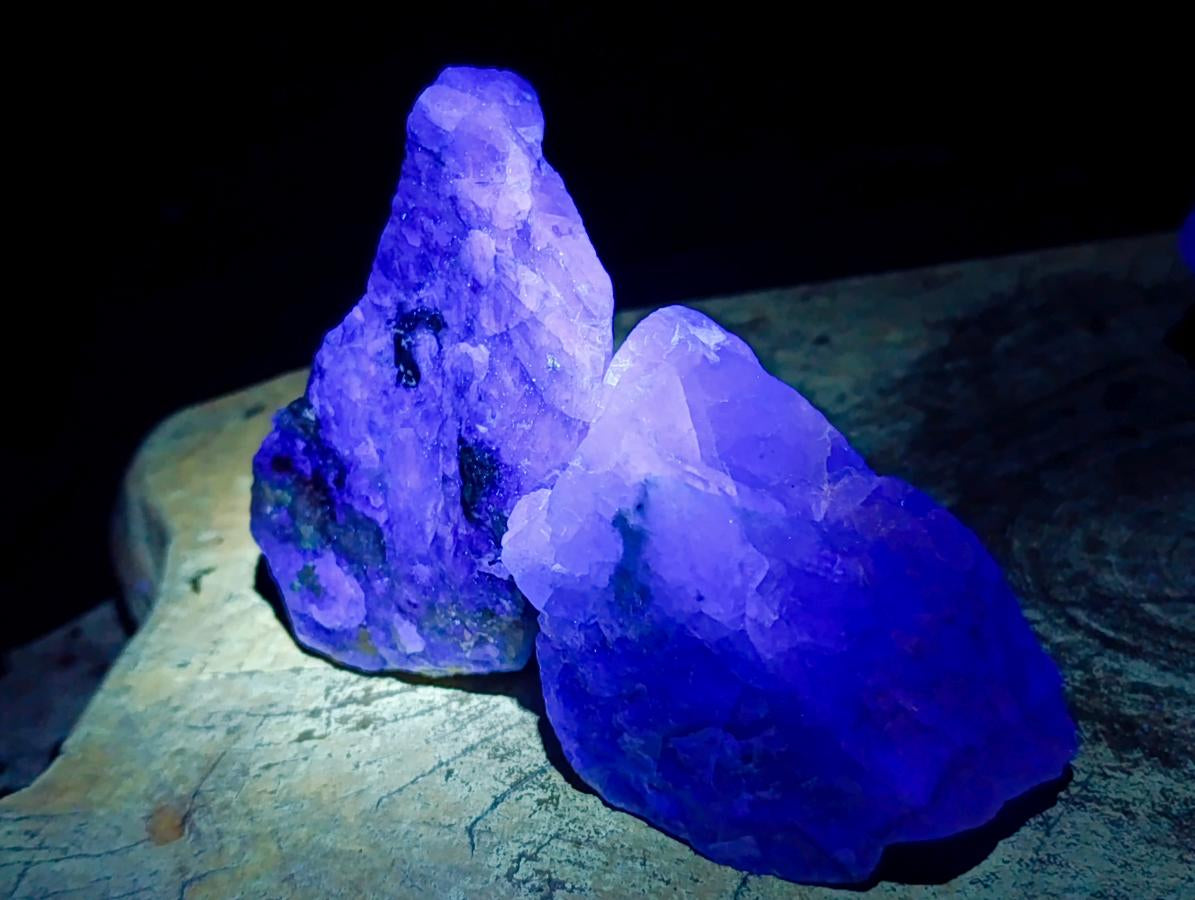 Natural Watermelon Fluorite Cobbed Specimens x 5 From Uis, Namibia