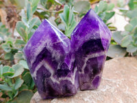 Polished Chevron Amethyst Crystals x 6 From Zambia