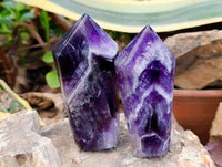 Polished Chevron Amethyst Crystals x 6 From Zambia