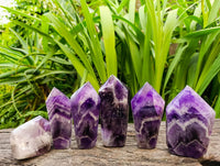 Polished Chevron Amethyst Crystals x 6 From Zambia