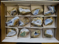 Natural Blue Lace Agate Geode Specimens x 12 From Nsanje, Malawi