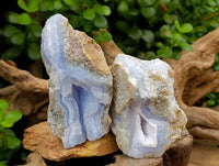 Natural Blue Lace Agate Geode Specimens x 12 From Nsanje, Malawi