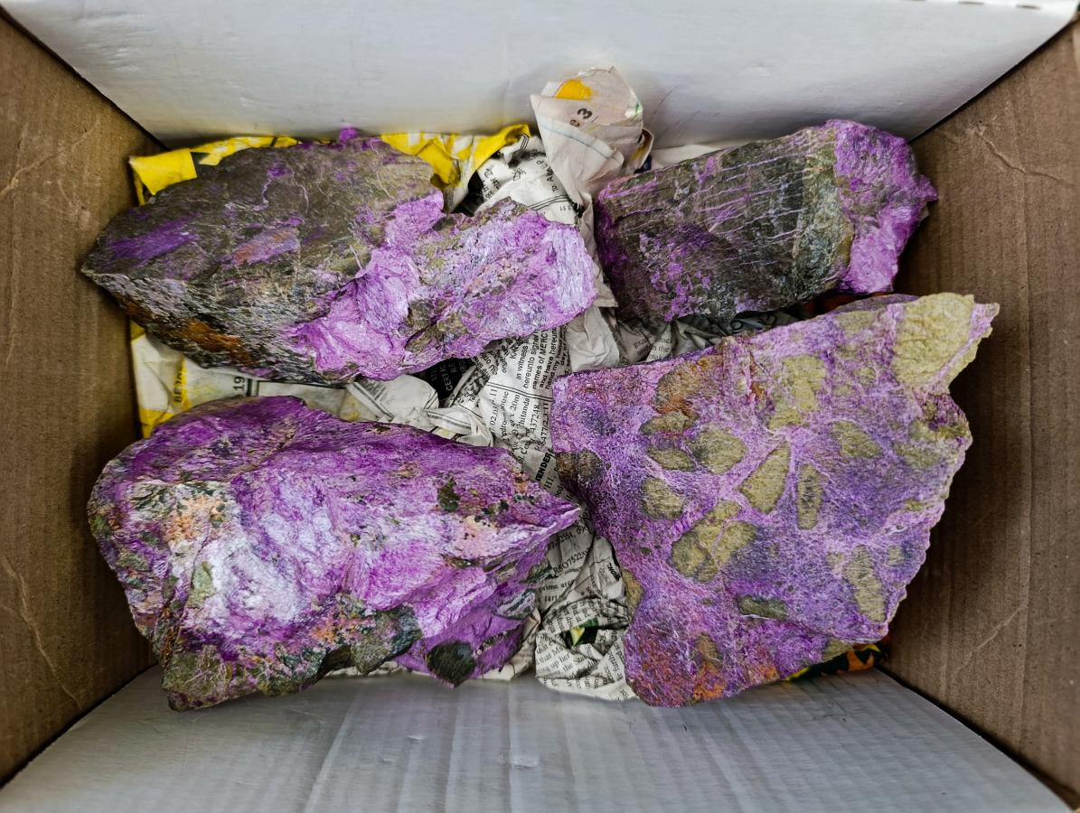 Natural Stichtite Cobbed Specimens x 4 From Barberton, South Africa