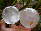 Polished Clear Rock Crystal Balls x 2 From Amoron’i Mania Madagascar