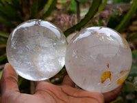 Polished Clear Rock Crystal Balls x 2 From Amoron’i Mania Madagascar