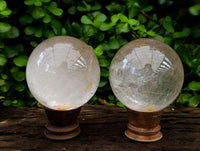 Polished Clear Rock Crystal Balls x 2 From Amoron’i Mania Madagascar