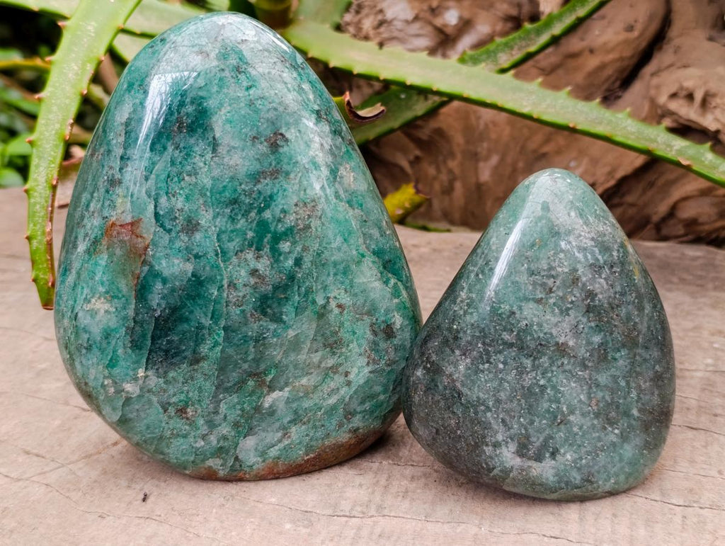 Polished Fuchsite Quartz Standing Free Forms x 2 From Andakatany, Madagascar