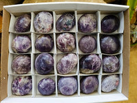 Polished Lepidolite Galets x 20 From Ambatondrazaka, Madagascar