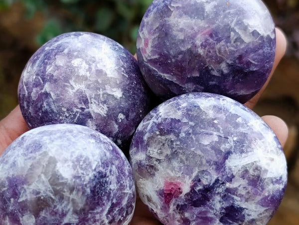 Polished Lepidolite Galets x 20 From Ambatondrazaka, Madagascar