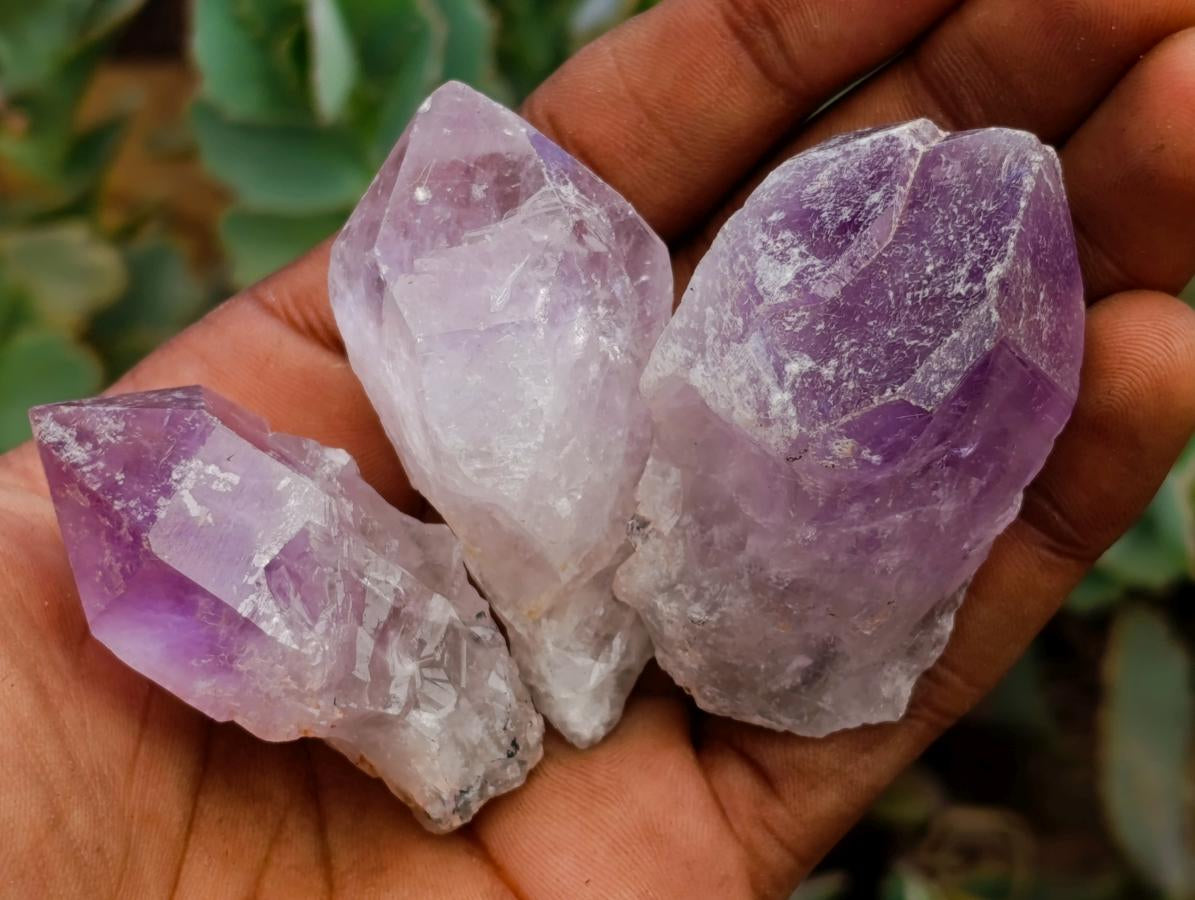 Natural Jacaranda Amethyst Single Crystals x 35 From Mumbwa, Zambia