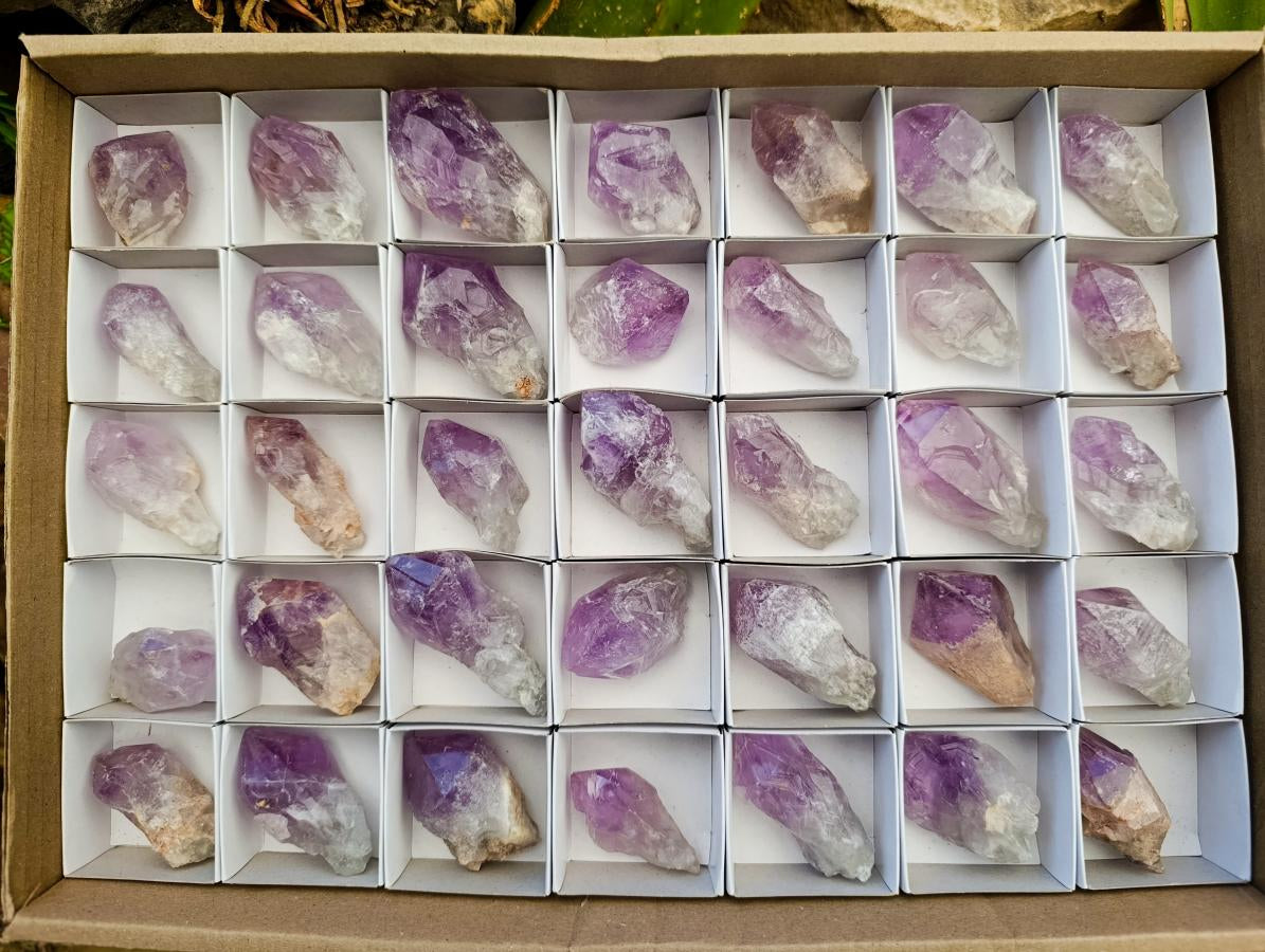 Natural Jacaranda Amethyst Single Crystals x 35 From Mumbwa, Zambia