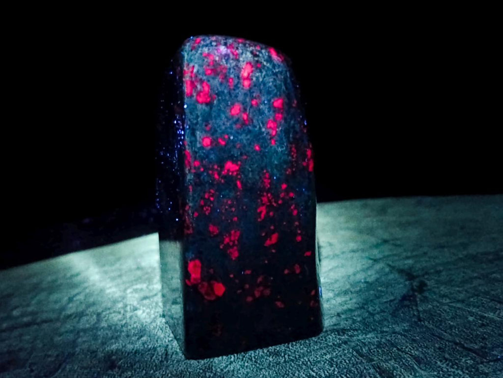 Polished Ruby Corundum In Chrome Verdite Standing Free Forms x 4 From Mutoko, Zimbabwe