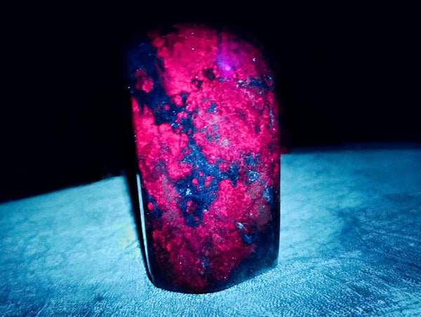 Polished Ruby Corundum In Chrome Verdite Standing Free Forms x 4 From Mutoko, Zimbabwe