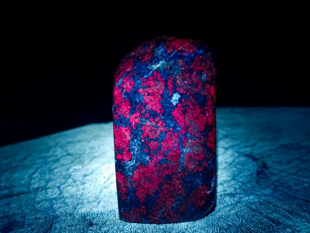 Polished Ruby Corundum In Chrome Verdite Standing Free Forms x 4 From Mutoko, Zimbabwe