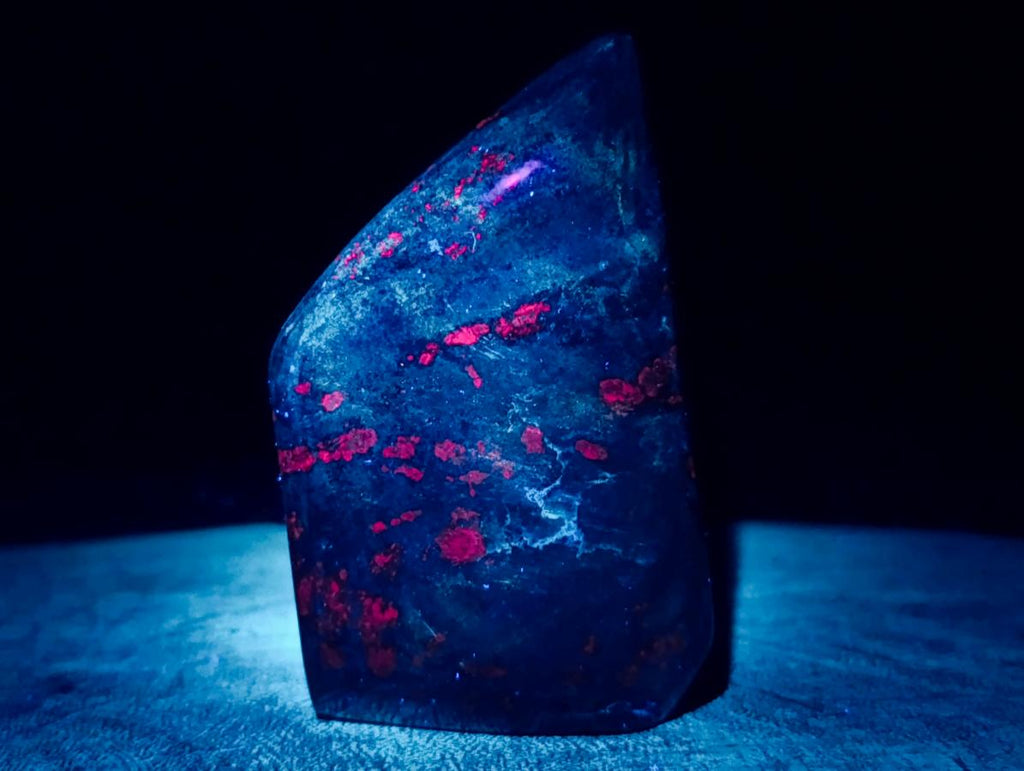 Polished Ruby Corundum In Chrome Verdite Standing Free Forms x 4 From Mutoko, Zimbabwe