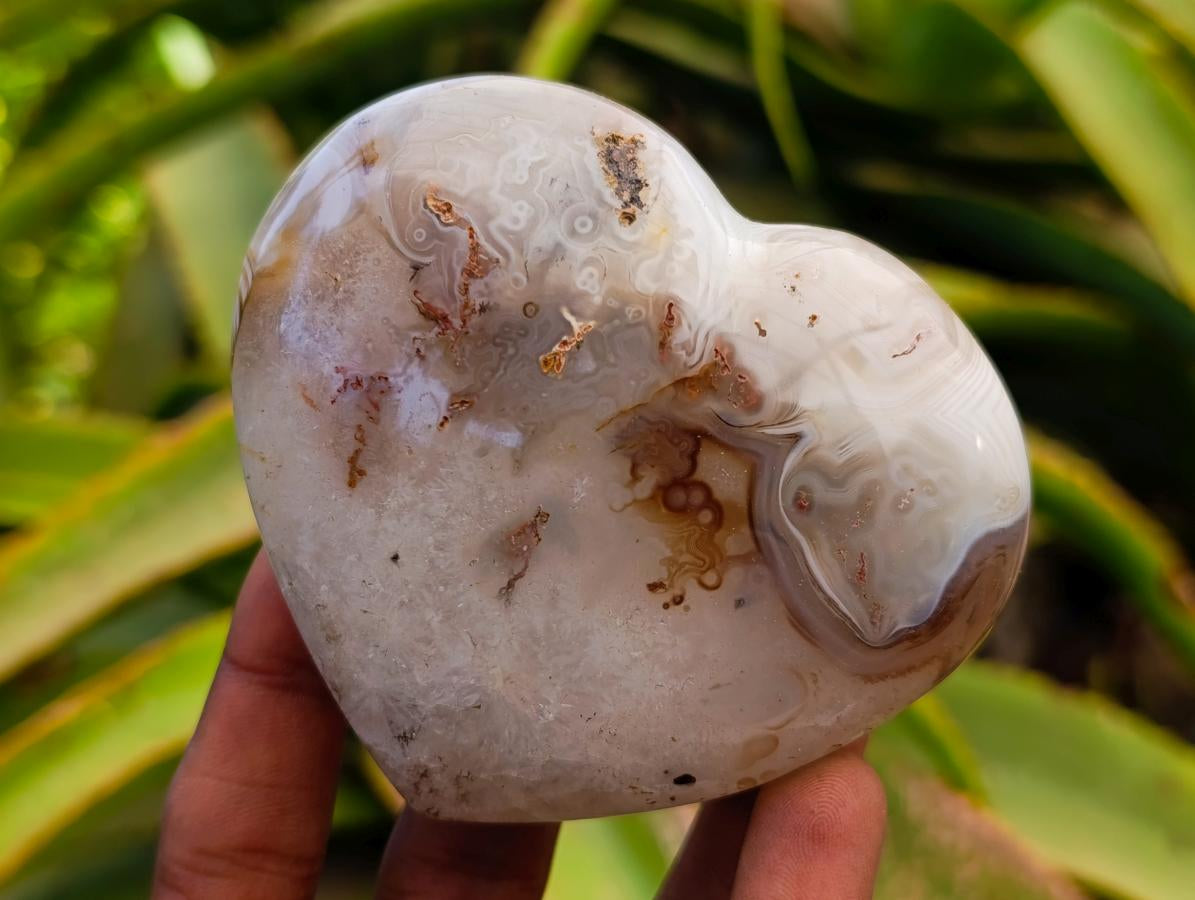 Polished Banded Agate Hearts x 3 From Madagascar