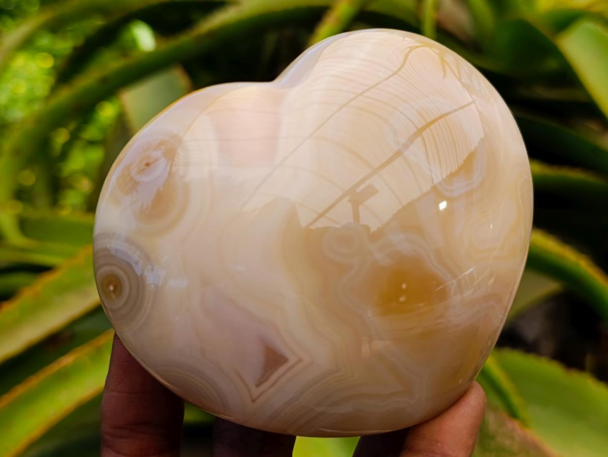 Polished Banded Agate Hearts x 3 From Madagascar