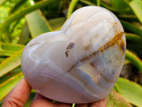 Polished Banded Agate Hearts x 3 From Madagascar