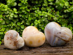 Polished Banded Agate Hearts x 3 From Madagascar