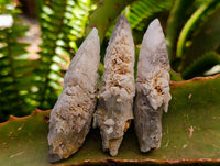 Natural Drusy Quartz Coated Spearhead Calcite Specimens x 35 From Albert's Mountain, Lesotho