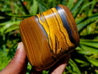 Polished Jumbo Golden Tigers Eye with Banded Iron Stone Free Forms x 3 From Prieska, South Africa