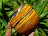 Polished Jumbo Golden Tigers Eye with Banded Iron Stone Free Forms x 3 From Prieska, South Africa