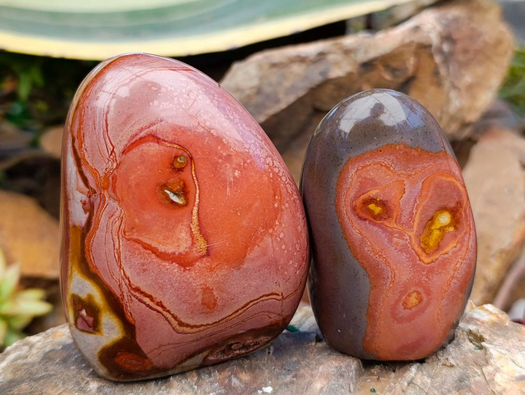 Polished Polychrome Jasper Standing Free Forms x 6 From NW Coast, Madagascar