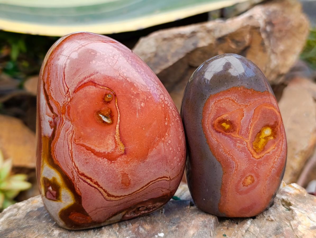 Polished Polychrome Jasper Standing Free Forms x 6 From NW Coast, Madagascar