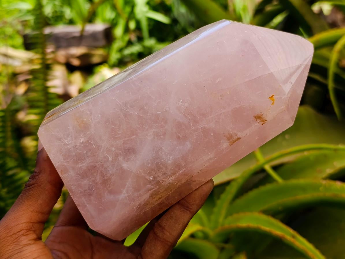 Polished Rose Quartz Crystals x 2 From Madagascar