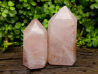 Polished Rose Quartz Crystals x 2 From Madagascar