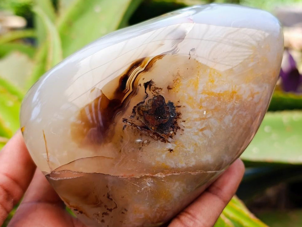 Polished Dendritic Agate Standing Free Forms x 2 From Moralambo, Madagascar